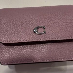 Coach Lavender Silver Essential Half Flap Card Dogleash Clip Chain Case